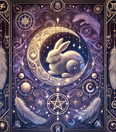 a rabbit in a frame with a pentagram