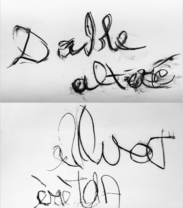 Double altéré Maxime Allain MArine Bikard Lise Terdjman fusain dessin écriture