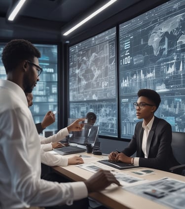 A modern government office with digital tools and technology.