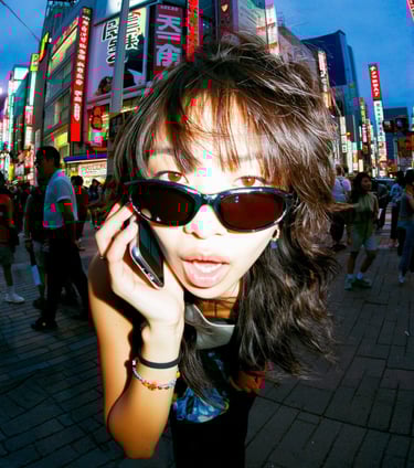 a woman in sunglasses and sunglasses talking on a cell phone