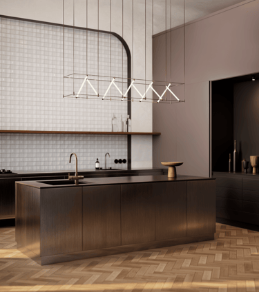 Luxury open-plan kitchen in Tilal Al Ghaf townhouse