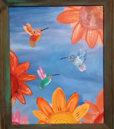 Trochilidae Triumvirate (painting) Kylee Nicole Smith