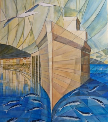 Virata e Cabrata - Marinetti Aeropoesia Olio su tela 120 x 80 cm.