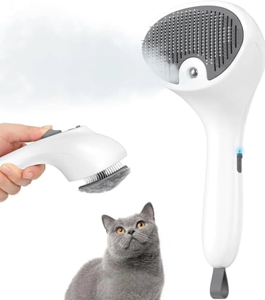 Euqvunn Cepillo a Vapor para Gatos con Botón de Liberación color blanco