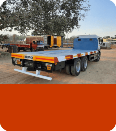 Rigid Flatbed Truck Body with heavy-duty structure, built by MS Engg Works for machinery and buildin