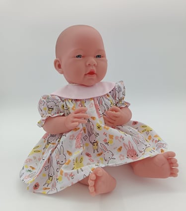 Berenguer newborn doll in round collar dress