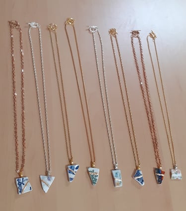 Kintsugi necklaces made by Mandy Garratt