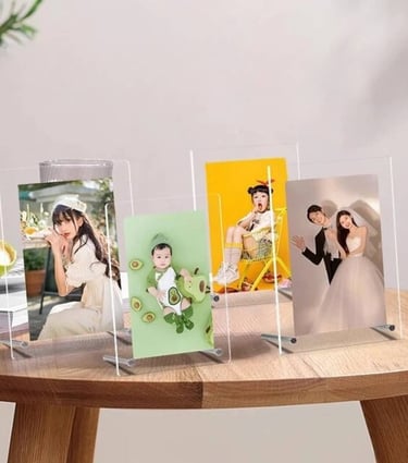 Clear Acrylic Standee Frame Displaying Photos