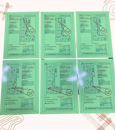 Acrylic Evacuation Plans Mounted on Wall