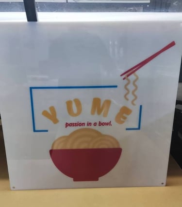 Acrylic logo sign with Noodle Bowl Logo Sign for Yume