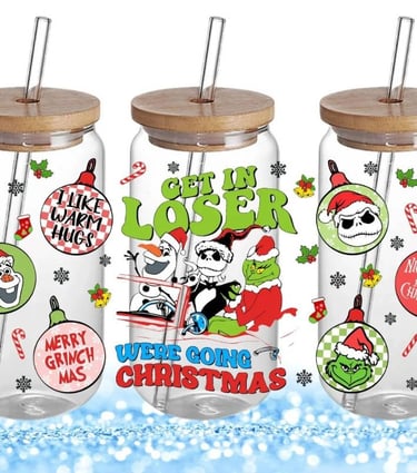 Festive Movie Characters UV Printed Soda Glasses Set