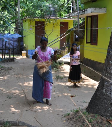 family skills in a traditional home in Kochi, Kerala, India