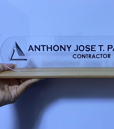 Acrylic Contractor Desk Plate with Logo