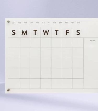 Sleek White Acrylic Writing Board for Monthly Planning