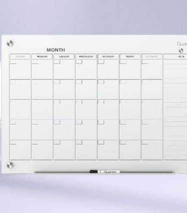 Quartet Glass Dry-Erase Writing Calendar Board