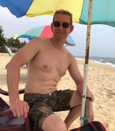 Nick Billington at Marari Beach, Kerala, India