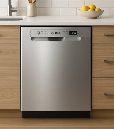 Bosch dishwasher in modern kitchen.