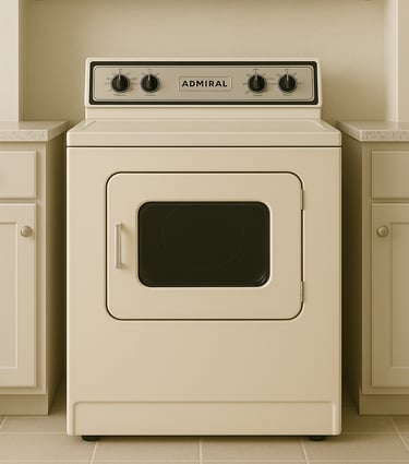 Vintage Admiral dryer in a laundry room – expert appliance repair service in Ottawa