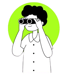 Graphic image of person finding using binoculors