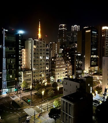 Vue sur la Tokyo Tower depuis la chambre de l'hotel
