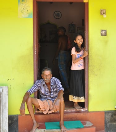 family in a traditional home in Kochi, Kerala, India