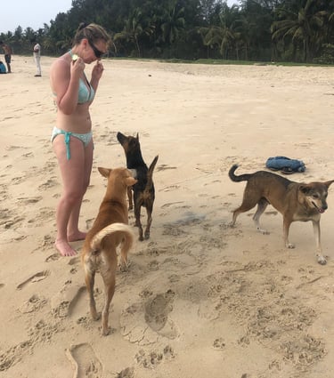 Tracey Billington at Marari Beach, Kerala, India