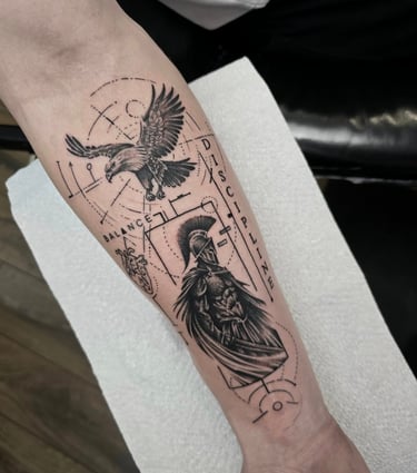 Fine line conceptual tattoo
