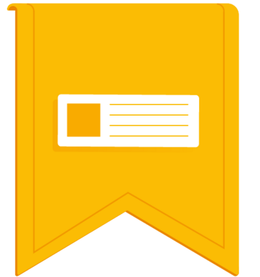 a google yellow ribbon with a badge on it
