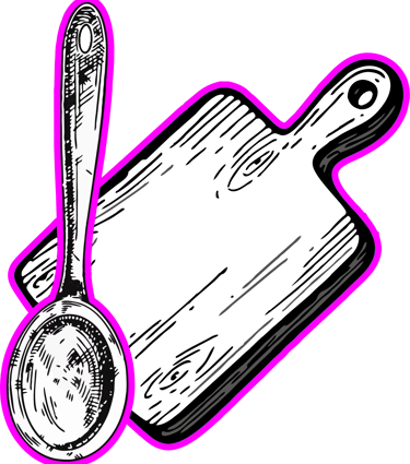 a cutting board with a cutting board and a knife bois