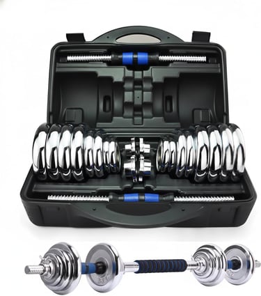 Kit de halteres ajustáveis 20kg com barra conectora e opção de kettlebell para musculação residencia