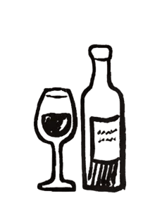 a wine bottle and a glass of wine