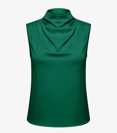 green mock neck satin tank top