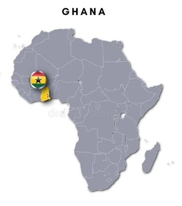 Map on Africa, Highlighting the country of Ghana