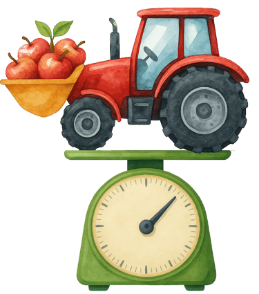 Eine Waage auf der ein Traktor steht