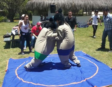 a sumo wrestler in a sumodoo suit OK