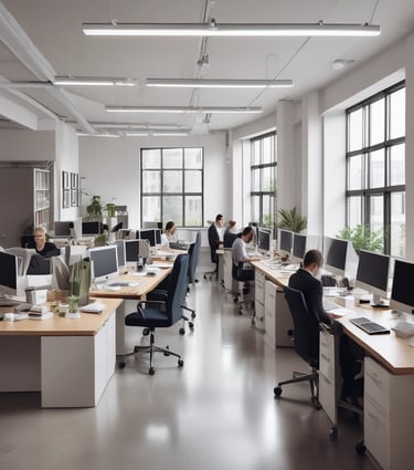 people sitting in front of computer monitors