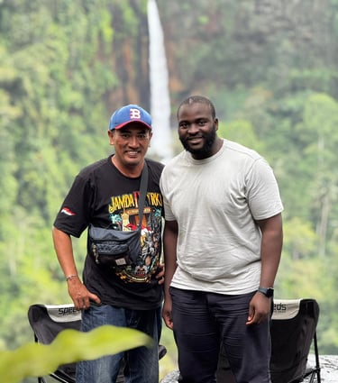 image of two people photo at Tumpak Sewu waterfall in East Java