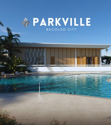 a swimming pool with a view of a park