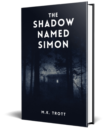 A black book cover featuring a house located in a deep dark forest