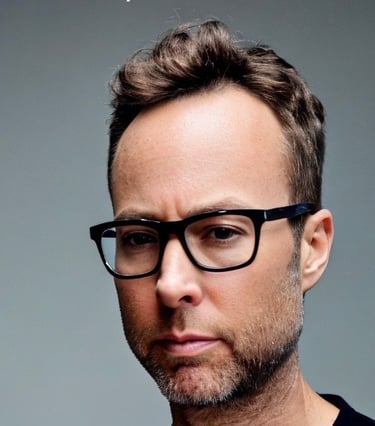 a man with glasses and a black shirt