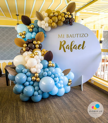 decoración para bautizo con globos