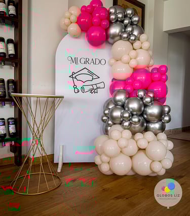 decoración con globos para grado