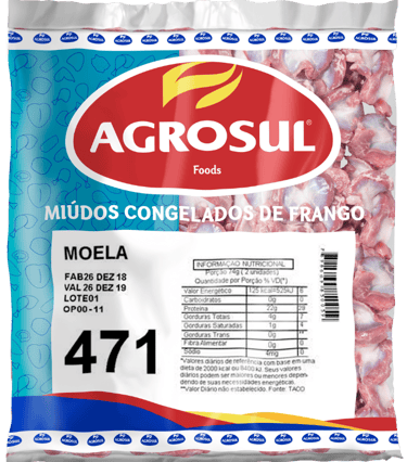 moela congelada peso padrão