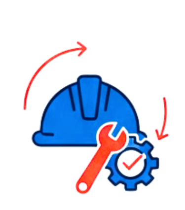 icono de casco y herramienta con engranaje