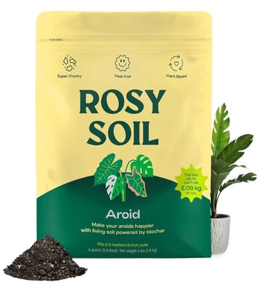 Rosy soil indoor plant mix for aroids and houseplants with well-draining organic ingredients