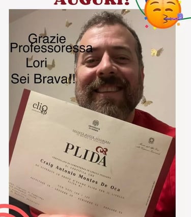 Alumno de italiano clase con la ciudadania