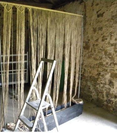début de création de macramé xxl Pause Ô Logis Mayenne Coëvrons
