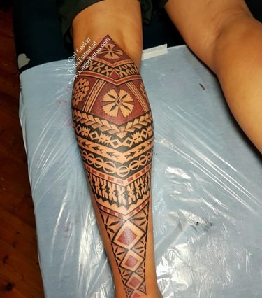 Fijian tattoo Polynesian leg sleeve Sydney Perth Australia 
