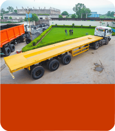 Custom-built Flatbed Trailer for transporting heavy equipment and containers – engineered by MS Engi