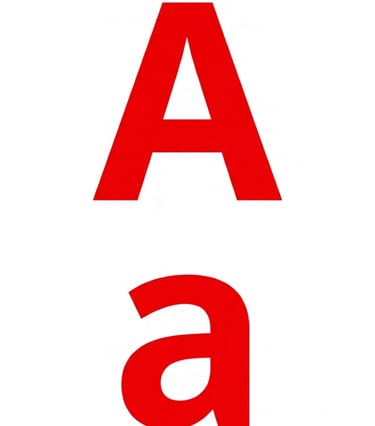 A bright red uppercase letter A and lowercase letter a displayed on a plain white background.